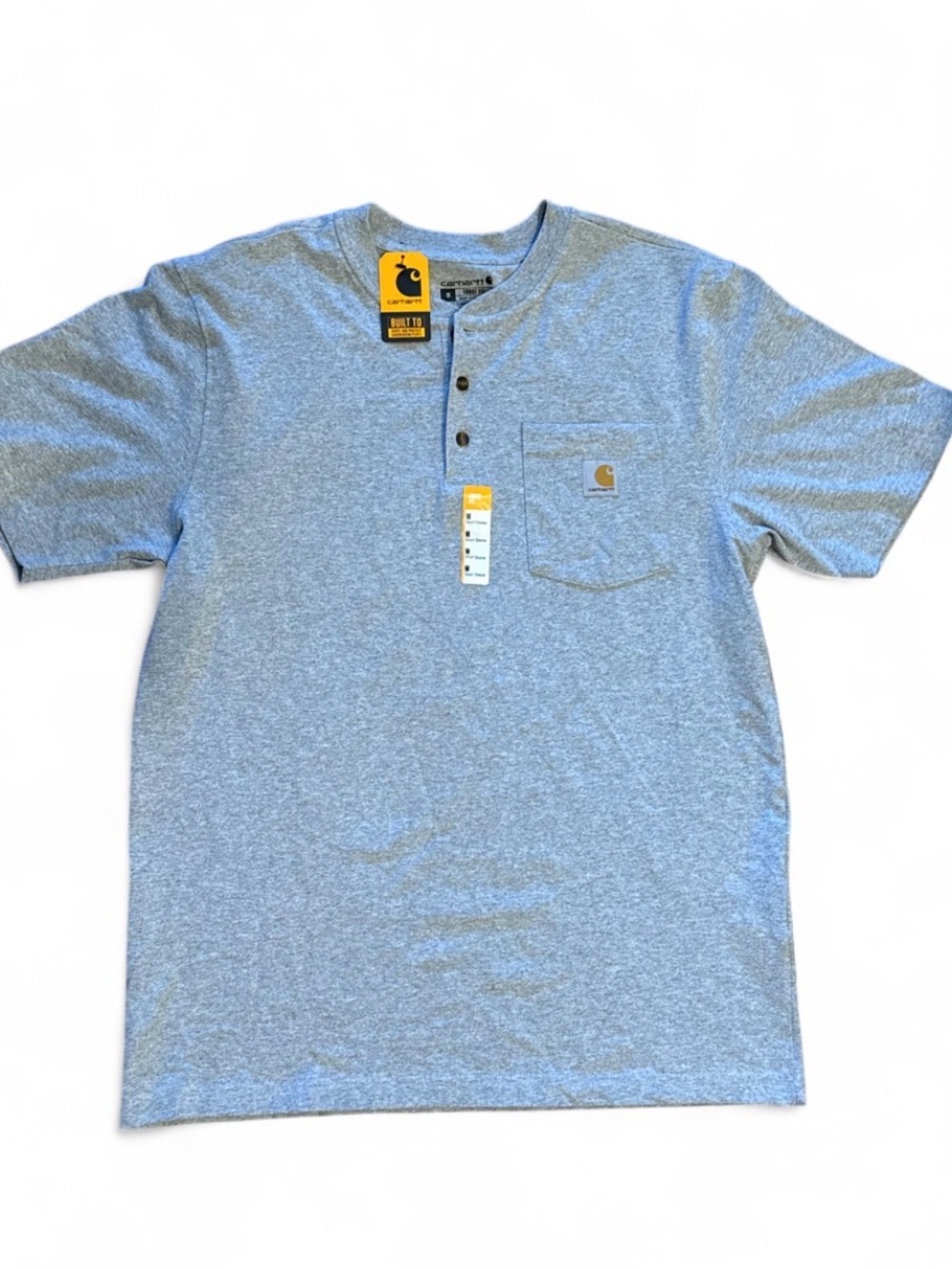 Carhartt Men’s Heather Light Blue Short Sleeve Henley Pocket Tee